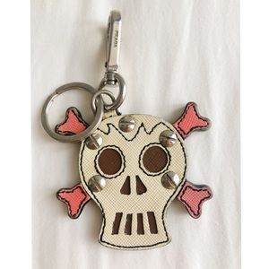 PRADA leather skull keychain